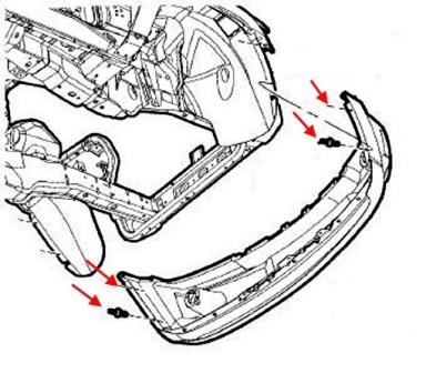 scheme of fastening of front bumper Jeep Commander